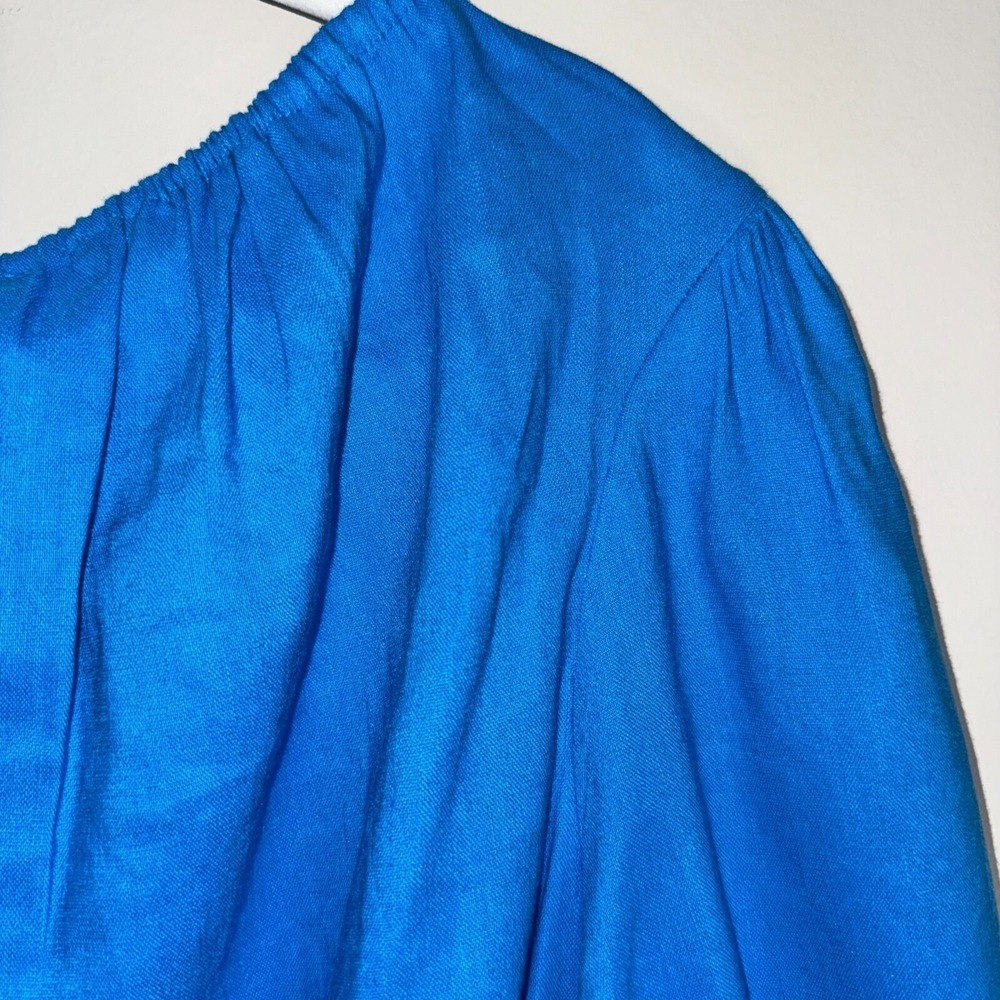 NWT Gianni Bini Linen Blouse Woven Camilla Long Sleeve Pullover Blue Size Large - Picture 11 of 14